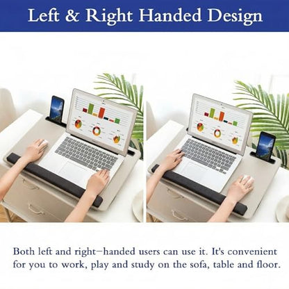 Lap Desk Home Office Lap Desk Portable Laptop Desk for Left Right - Handers with Whole Mouse Pad Wrist Pad Dual Cushion Phone Tablet Slots Fits Up to 17 Inch Laptops - color: Light Grey