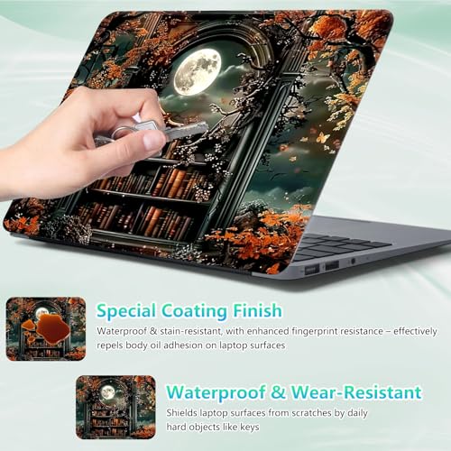 Laptop Skin Sticker Decal 12"-15.6" Universal Laptop/Notebook/Netbook Vinyl - Waterproof Scratch Resistant,Fits HP Dell Lenovo MacBook,2 Free Wrist Pads,Easy Apply & Remove,Retro Bookshelf - color: Retro Bookshelf