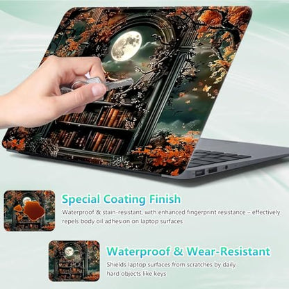 Laptop Skin Sticker Decal 12"-15.6" Universal Laptop/Notebook/Netbook Vinyl - Waterproof Scratch Resistant,Fits HP Dell Lenovo MacBook,2 Free Wrist Pads,Easy Apply & Remove,Retro Bookshelf - color: Retro Bookshelf
