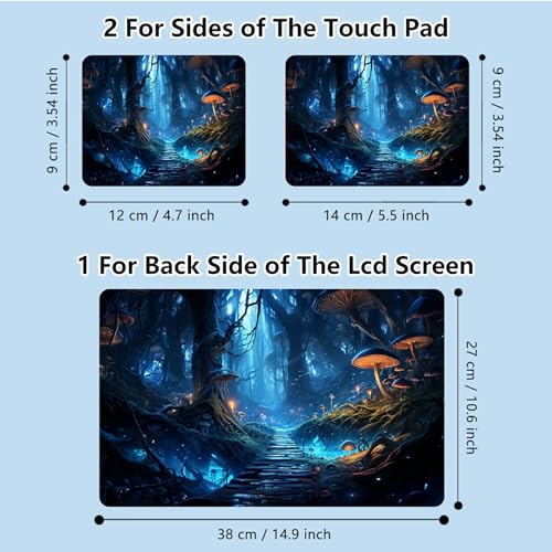 Universal Laptop Skin Sticker with 2 Wrist Pad Skins, Waterproof Scratch Resistant Vinyl Laptop Cover Decal, Cut to Fit for 11–15.6 Inch MacBook HP Dell Lenovo, Forest Mushroom - color: Forest Mushroom