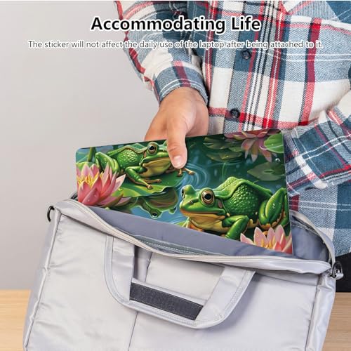 Universal Laptop Skin Sticker with 2 Wrist Pad Skins, Waterproof Scratch Resistant Vinyl Laptop Cover Decal, Cut to Fit for 11–15.6 Inch MacBook HP Dell Lenovo, Frog Lotus - color: Frog Lotus