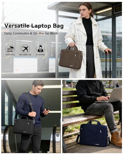 Ferkurn Laptop Bag Case for Women Men Computer Bag Compatible with HP Envy Pavilion Omen/LG Gram/MSI/Dell Inspiron XPS/Lenovo/Acer, Shoulder Strap Carrying Messenger Briefcase, Brown, 17 17.3 Inch - color: Brown, size: 17.3 inch
