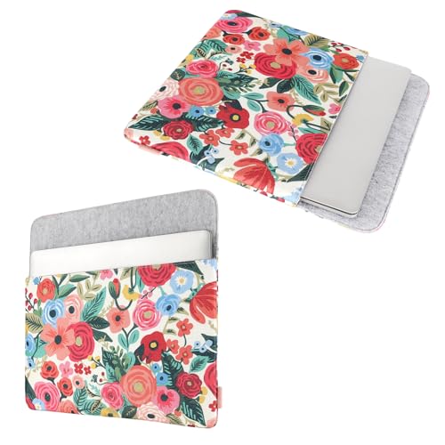 DOMISO 14 inch Laptop Case Sleeve Floral-Patterned Protective Cover Compatible with MacBook Air 15 M4 M3 M2,MacBook Pro,14-15 inch HP Dell ASUS Lenovo Chromebook,Computer Bag, Rose - size: 14 inch