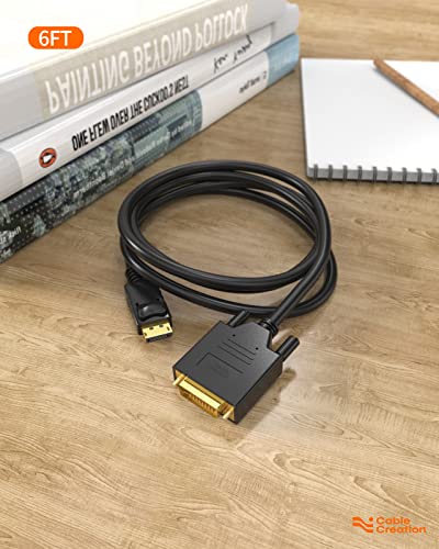 CableCreation Active DisplayPort to DVI Cable, 6Feet DP to DVI-I Cable | Active DisplayPort to DVI Cable, 6FT DP to DVI-I Cord, Eyefinity Support Multi-Screen, Black