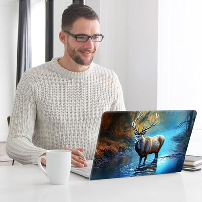 Universal Laptop Skin, DIY Cut-to-Fit Vinyl Cover Compatible with HP, Dell, Lenovo, Mac (13.3" to 15.6"), Anti-Scratch, No Residue & Bubble-Free Protective Decal Sticker, Elk River Forest Autumn - color: Elk River Forest Autumn