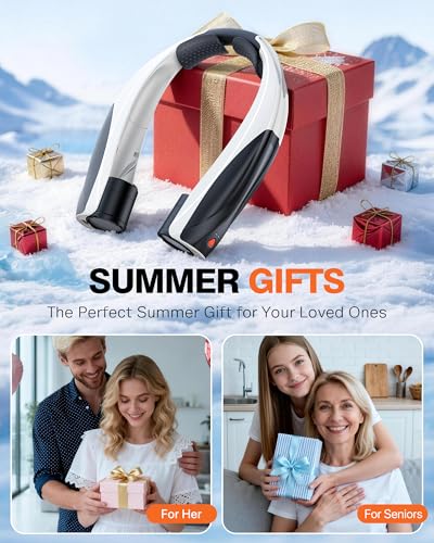 Portable Neck Fan, 6000mAh Personal Fan, 360° Cooling Rechargeable Wearable Fan, 6 Speeds Adjustable Hands-Free Fans for Travel, Outdoor, Office, Ideal Summer Gifts - color: New Black White