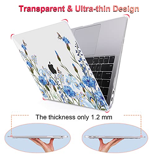 Compatible with MacBook Air 13 Inch Case 2018 2019 2020 2021 Release A2337 M1 A1932 A2179 Touch ID, Plastic Hard Case Keyboard Cover Screen Protector for Mac Air 13 M1, Tropical Blue Flowers - color: Tropical Blue Flowers