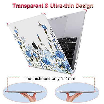 Compatible with MacBook Air 13 Inch Case 2018 2019 2020 2021 Release A2337 M1 A1932 A2179 Touch ID, Plastic Hard Case Keyboard Cover Screen Protector for Mac Air 13 M1, Tropical Blue Flowers - color: Tropical Blue Flowers