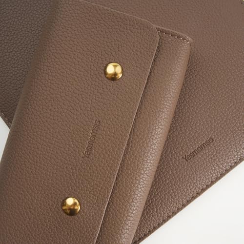 PU Leather Padded Laptop Sleeve 15.3Inch Compatible with MacBook Air 15 A3114 M3 Laptop Bag with Charger Pouch Color Coffee - color: Coffee, size: MacBook Air 15