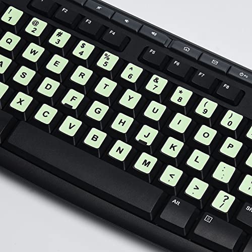 2PCS Pack Universal English Keyboard Stickers Glow in The Dark, Keyboard Letters Stickers for Computer Laptop Notebook Desktop (English-Glow) - color: English-Glow