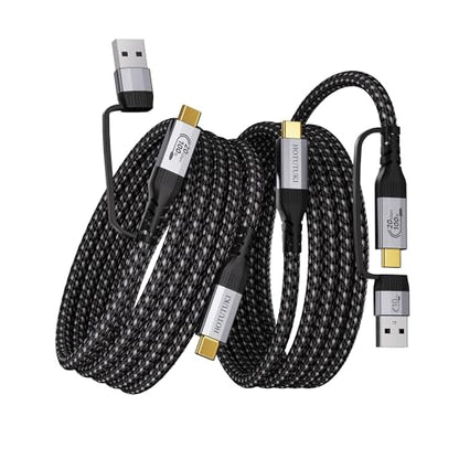 Long USB Cables 2PACK（10FT+10FT） USB a to USB c Cable Multi Functional 2in1,20Gbps High Speed Data Transfer,4K@60Hz UHD Video 5A/100W Fast Charge Cord - size: 10FT+10FT