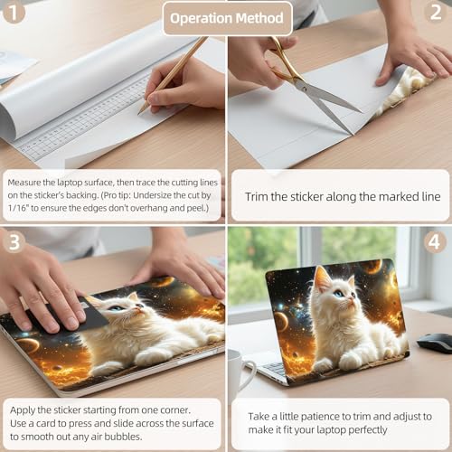 Aesthetic Laptop Skin Cover,12-15.6 Inch Universal Vinyl Sticker Decal,Waterproof Scratch-Resistant Notebook Wrap,Removable Residue-Free Protector,Cosmic Cat Space - color: Cosmic Cat Space