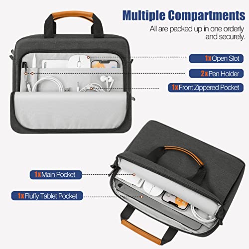 MoKo 13-14 Inch Laptop Sleeve Bag, Protective Handle Shoulder Bag Fits New 13-inch Mac Air M5/Mac Neo A18 Pro, 14-inch MacPro M5/M4/M3/M2/M1, 13-inch Mac Air M4/M3/M2/M1, Black & Gray - color: Black & Gray, size: 13-14 Inch
