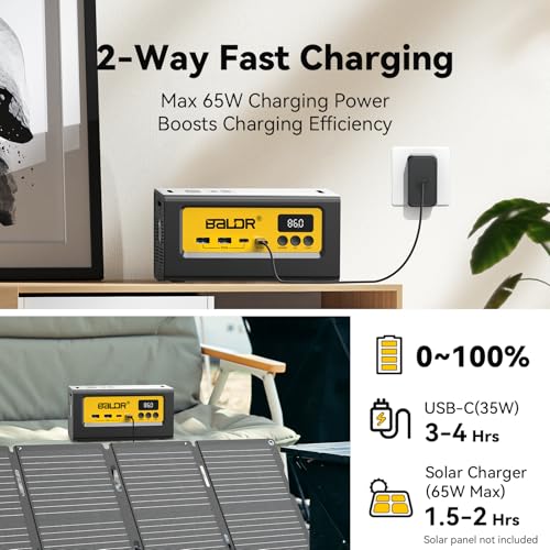 BALDR Portable Power Station 28000mAh, 90Wh LiFePO4 Battery Backup Camping Solar Generator Fast Charging with AC Outlet 150W Peak Power Bank for Home Backup Outdoor Emergency - size: 100W