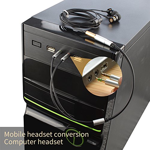 Headphone Splitter for Computer 3.5mm Female to 2 Dual 3.5mm Male Headphone Mic Audio Y Splitter Cable Smartphone Headset to PC Adapter(35CM, Black) - color: Black, size: 35CM