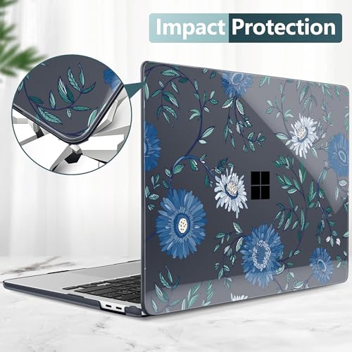 Batianda Case for Microsoft Surface Laptop 13 inch 2025 2026, Blue Flowers | Fits Model 2095, Artistic Patterns Ultra-Slim Lightweight Scratch-Resistant Hard Shell with Professional Protection - color: Blue flowers