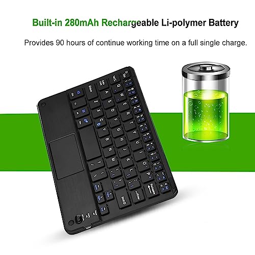 Yctze UltraSlim Wireless Mini Keyboard with Touchpad, Compatible with PC and Tablet