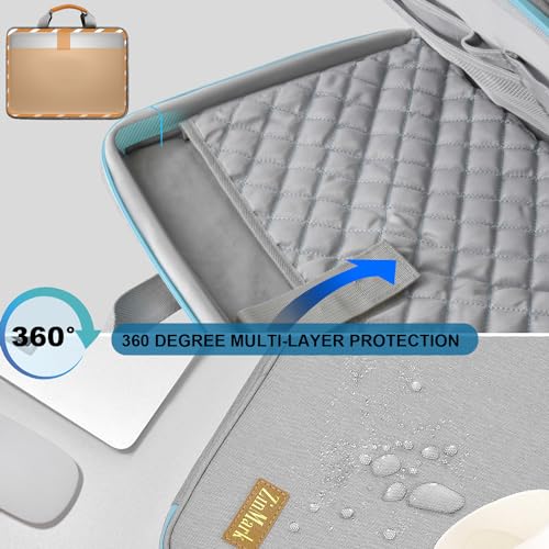 Laptop Case 15.6 Inch Briefcase Military-Grade Protection with Detachable Belt Bag, Compatible All Model of 15-16 Inch MacBook Pro and Most Popular 15.6 Inch Notebooks Chromebooks (Gray&Blue) - color: Gray&blue
