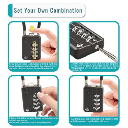 4 Digit Cable Combination Lock 12 inches Bold Cable for School Gym Locker,Helmet,Filing Cabinets,Toolbox,Luggage Suitcase,knapsack,Gun Black 1Pack - size: 30cm(12 in)Bold Cable