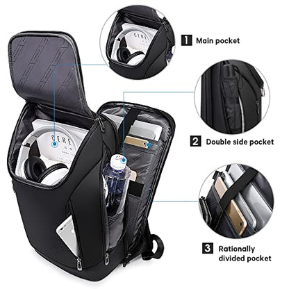 BANGE Business Smart Backpack Waterproof fit 15.6 Inch Laptop Backpack with USB Charging Port,Travel Durable Backpack - color: Black