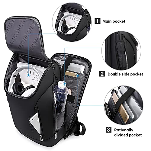 BANGE Business Smart Backpack Waterproof fit 15.6 Inch Laptop Backpack with USB Charging Port,Travel Durable Backpack - color: Black