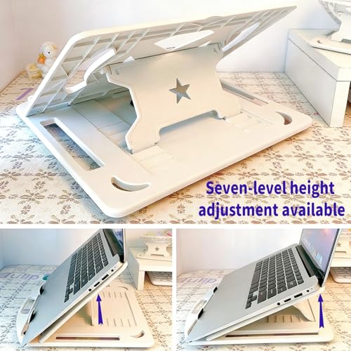Portable Laptop Stand for Desk, Office, Travel, Home | Ergonomic & Foldable, 7 Adjustable Angles, 360° Rotating, Cooling Vent Design, Lightweight