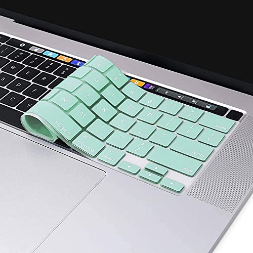 MOSISO Keyboard Cover Compatible with MacBook Pro 13 inch M2 2023, 2022, 2021 2020 M1 A2338 A2289 A2251&Compatible with MacBook Pro 16 2020 2019 A2141 Touch ID,Protective Silicone Skin, Mint Green - color: Mint Green