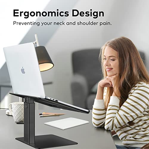 Laptop Stand for Desk, Ergonomic Aluminum Laptop Stand Adjustable Height from 7-15", Sitting and Standing Laptop Riser for 10-17" Notebook - color: Black