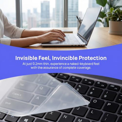 17 Inch Laptop Keyboard Cover Protector Universal for 17" Silicone Laptop Keyboard Cover Skin, Ultra Thin Waterproof Dustproof Silicone Protective Skin -Clear - size: large