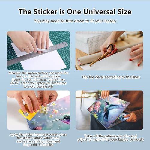 Universal Laptop Skin Sticker with 2 Wrist Pad Skins, Waterproof Scratch Resistant Vinyl Laptop Cover Decal, Cut to Fit for 11–15.6 Inch MacBook HP Dell Lenovo, Hummingbird Flowers - color: Hummingbird Flowers
