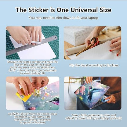 Universal Laptop Skin Sticker with 2 Wrist Pad Skins, Waterproof Scratch Resistant Vinyl Laptop Cover Decal, Cut to Fit for 11–15.6 Inch MacBook HP Dell Lenovo, Hummingbird Flowers - color: Hummingbird Flowers