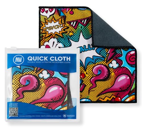 Microfiber Wholesale Quick Cloth Glasses Cleaning Cloths–8x8 Popart 1-Pack | with Case | Double-Sided Lens Cleaner for Eyeglasses, Camera, Screens & Glass | Reusable Microfiber Glass Polishing Cloths - color: Popart, size: 8"x8"