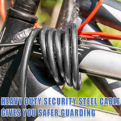 1/2Inch Heavy-Duty Security Cable Lock with Loops 4FT/6FT/8FT/10FT Bike Lock Cable Steel Cable Chain Locks for Outside - size: 6FT