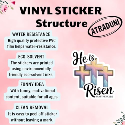 (3Pcs) He is Risen Stickers Christian Inspirational Bible Verse Quote Religious Scripture Prayer Gifts Waterproof Vinyl Decal for Kindle Water Bottle Bumper Car Hard Hat Phone Laptop Size 3"x 2.5" - color: He is Risen – Matthew 28:6