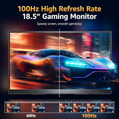 Upperizon Portable Monitor 18.5 inch FHD 125% sRGB 100Hz IPS HDR HDMI USB-C Travel Monitor for Laptop MacBook PC Surface PS5 Xbox, Large External Display with Kickstand & Speakers, VESA Compatible - size: 18.5 inch