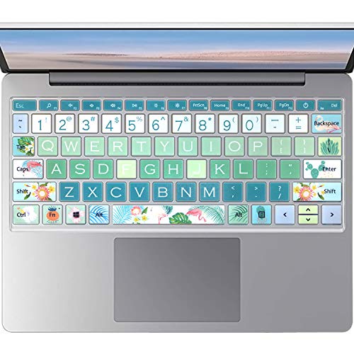 Protective Keyboard Cover Skin for Microsoft Surface Laptop Go 12.4" Touchscreen 2020 Release, Flower and Big Letter Designs, Flamingo - color: Flamingo