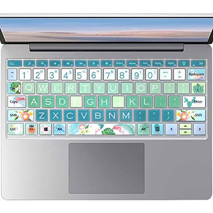 Protective Keyboard Cover Skin for Microsoft Surface Laptop Go 12.4" Touchscreen 2020 Release, Flower and Big Letter Designs, Flamingo - color: Flamingo