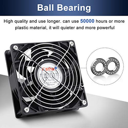 Wathai EC Industrial Case Fan 120mm x 38mm AC 110V 120V Cooling Fan | 110V - 240V Brushless Muffin Axial Fan Dual Ball Big Airflow 116 CFM 120x120x38mm for External Electronics Cooling - style: 120x38mm