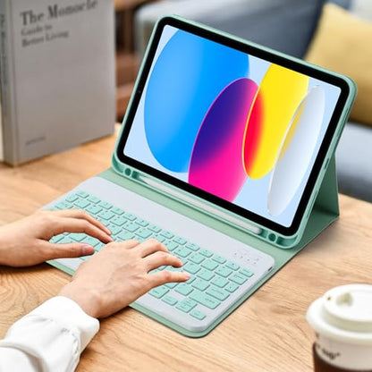 Ultra-Slim Rechargeable Bluetooth Keyboard Portable Wireless Keyboard for iPad A16 11th 10th Generation, iPad Pro iPad Air iPad Mini iPhone, Android Samsung Galaxy Tablet Smartphone Cell Phone (Green) - color: Green
