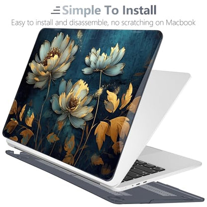 Batianda Case for MacBook Air 15" with M5 M4 M3 M2 Chip, Blooming Flowers | 4-in-1 set with artistic dark peacock flower design, lightweight slim hard shell protection for office women,girls - color: Blooming Flowers