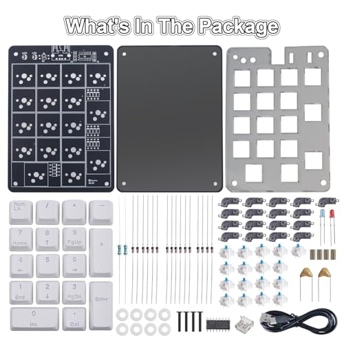 Icstation Numeric Keypad Soldering Practice Kit, 17 Key USB Hot-Swappable Blue Switches Mechanical Number Pad with PBT Keycaps STEM Soldering Project for School Learning Hobbyists Laptop PC Computer