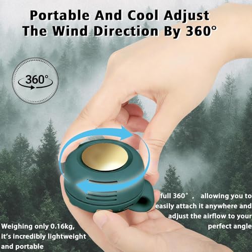 Portable Clip-On Fan, Mini USB Rechargeable 360° Rotatable Fan, Personal Fan 3-Speed Silent Mini Bladeless Fans - color: 2 pack（Green+Green）