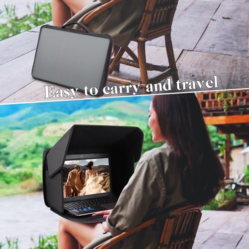 Portable Laptop Sun Shade Foldable Laptop Privacy Shield Blocks Sunlight Working Outside,Computer Anti Glare Shield Privacy Hood Case Fits 12-14in(Patent Pending) - size: 12-14 inch