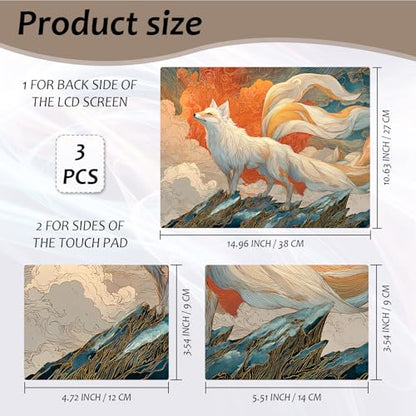 Laptop Skin 12.1-15.6 inch Removable Universal Reusable Laptop Sticker Decal,Waterproof No Residue Vinyl Cover,Scratch-Resistant Cuttable Full Wrap Sticker for Notebook, Orange and White Fox - color: Orange And White Fox