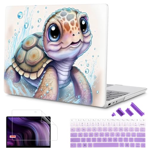 Mektron Surface Laptop Go 12.4 inch Case Compatible with Go 3/2/1 Microsoft Surface Laptop 12.4" Cover 2023-2020 Releases Model 1943/2013 Plastic Hard Shell Case with Screen Protector, Cute Turtle - color: Cute Turtle