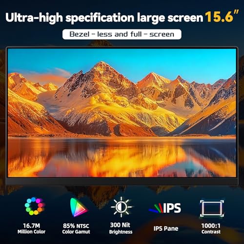 Laptop Screen Extender 15.6" 120% sRGB - FHD 1080P IPS Dual Laptop Monitor Extender with Detachable Screen, Second Monitor for 13"-17.3" Laptops, Plug-Play for Windows Mac Android Chrome - size: 15.5"