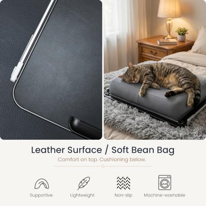 Rimkoo Elevated Lap Desk for 15.6" Laptop, 2-in-1 Dual Laptop Stand with Pillow Cushion, Lightweight Lap Tray for Couch & Bed, Ergonomic Design for Stable Typing & Relaxed Posture, Black