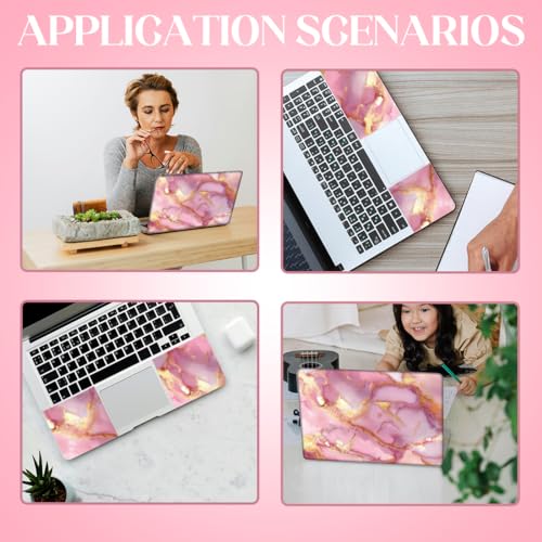 SUPERDANT Laptop Skin Sticker Pink Gold Marble Laptop Decals Personalized Universal Notebook Computer Wrap Vinyl Skin Stickers Cover Art Decal Removable 12-15.6 Inch Waterproof Scratch-Resistant Gift - style: Pink Gold Marble Pattern