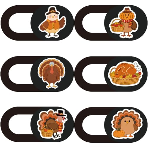 6Pcs 6 Styles Laptop Camera Cover Slide Animals Turkey 0.03 Inch Ultra Thin Webcam Cover for Mini PC Phone Computer Tablet Notebook Thanksgiving Day Plastic Privacy Protectors for Home Use - color: Thanksgiving Day