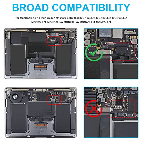 TREE.NB A2389 A2337 Laptop Battery Replacement for MacBook Air 13 Inch (M1, 2020) EMC 3598 MGN53LL/A MGN83LL/A MGN63LL/A MGN93LL/A MGND3LL/A MGN73LL/A MGNA3LL/A MGNE3LL/A 11.4V 55Wh - size: 9.84x5.94x0.2inch A2389